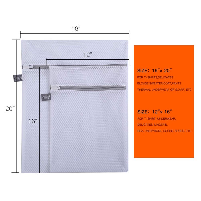 Kimmama Laundry Mesh Wash Bags, Lingerie Bags for Washing Delicates, Mesh Laundry Bags for Washing Machine, White Net, Grey Zipper, 1L & 1M - Image 4